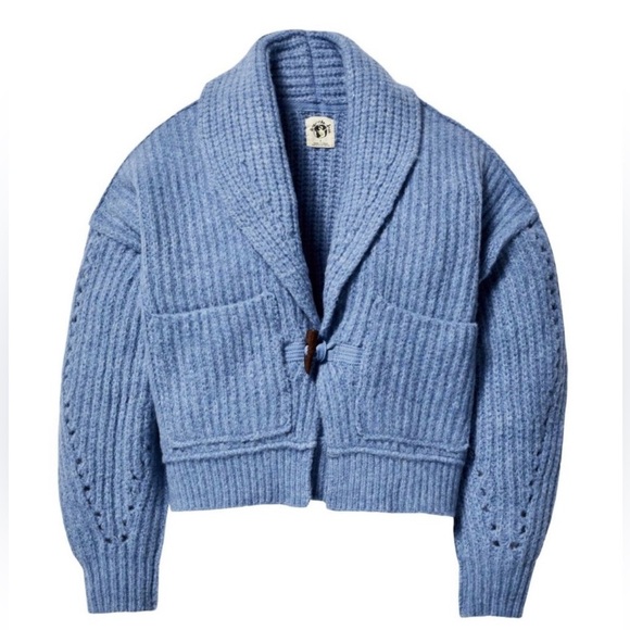 We The Free Sweaters - Free People We The Free Blue Toggle Collared Cardigan